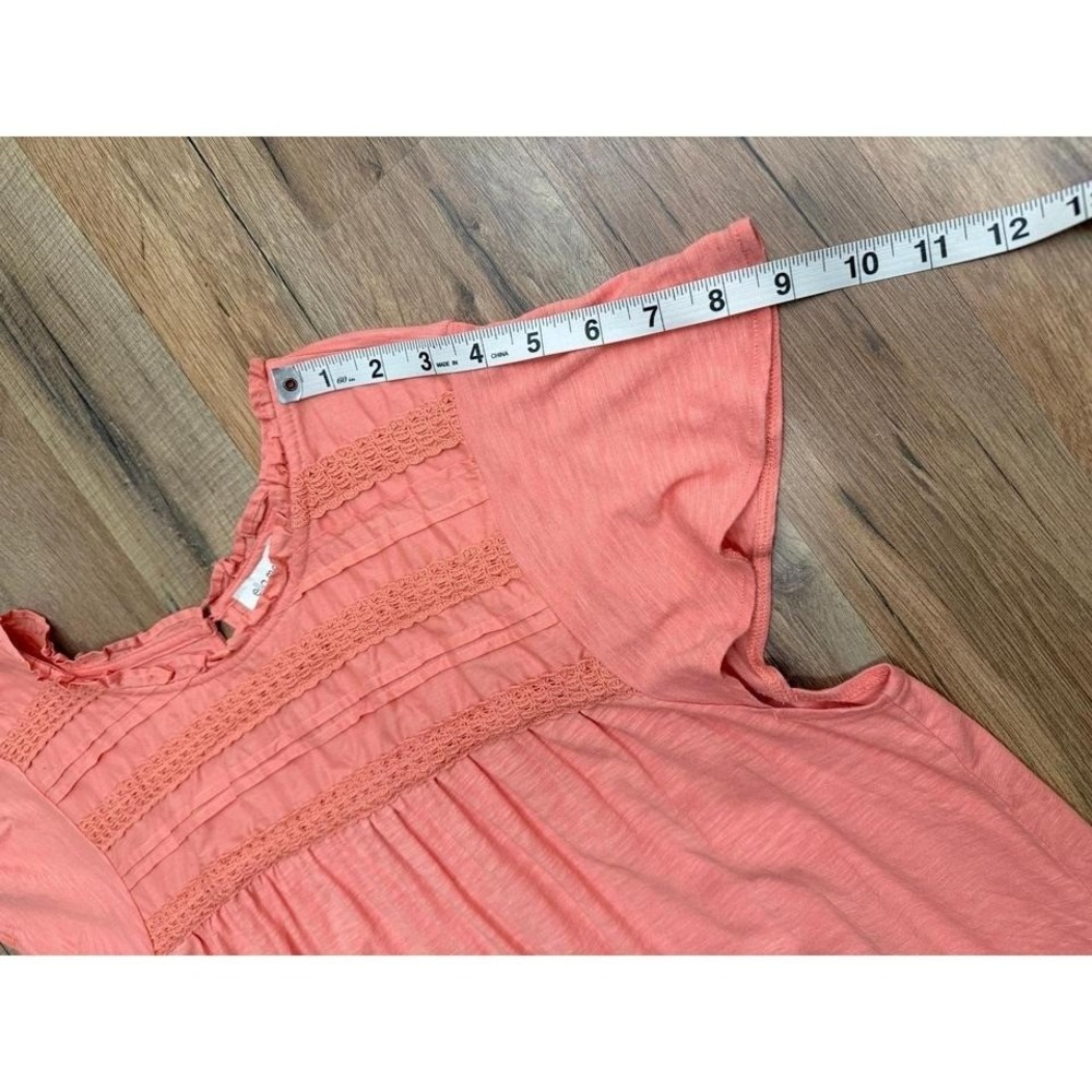 Ella Moss Women's Coral Pink Boho Short Sleeve Crochet Detail Top Size XL - Picture 8 of 8